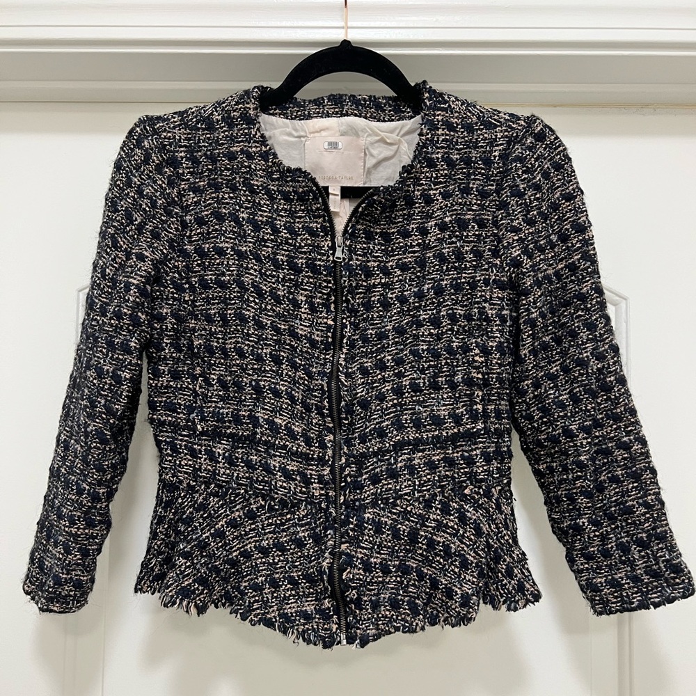 Rebecca Taylor Multi Tweed Peplum Zip Jacket - Picture 6 of 12